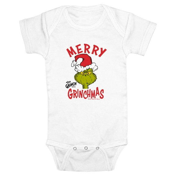 Infant's Dr. Seuss Merry Grinchmas Santa Hat Bodysuit