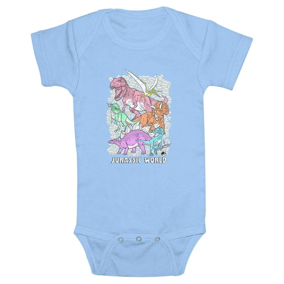 Infant's Jurassic World Colorful Dinosaurs Group  Bodysuit