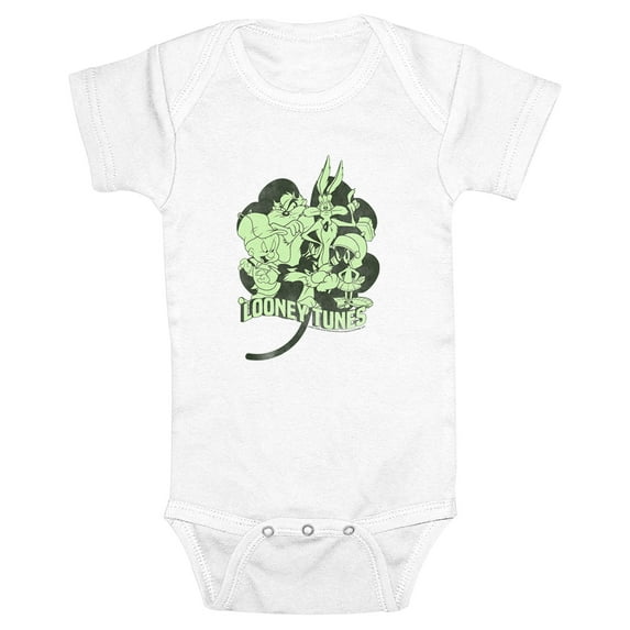 Infant's Looney Tunes St. Patrick's Day Clover Group Portrait Bodysuit