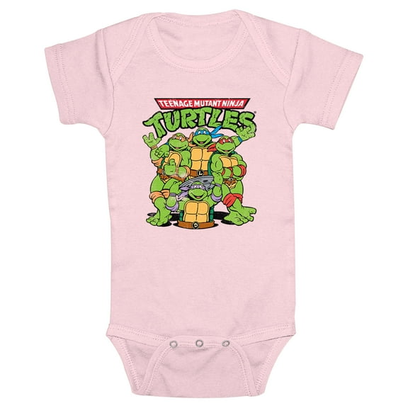 Infant's Teenage Mutant Ninja Turtles Group Shot Original Logo Bodysuit