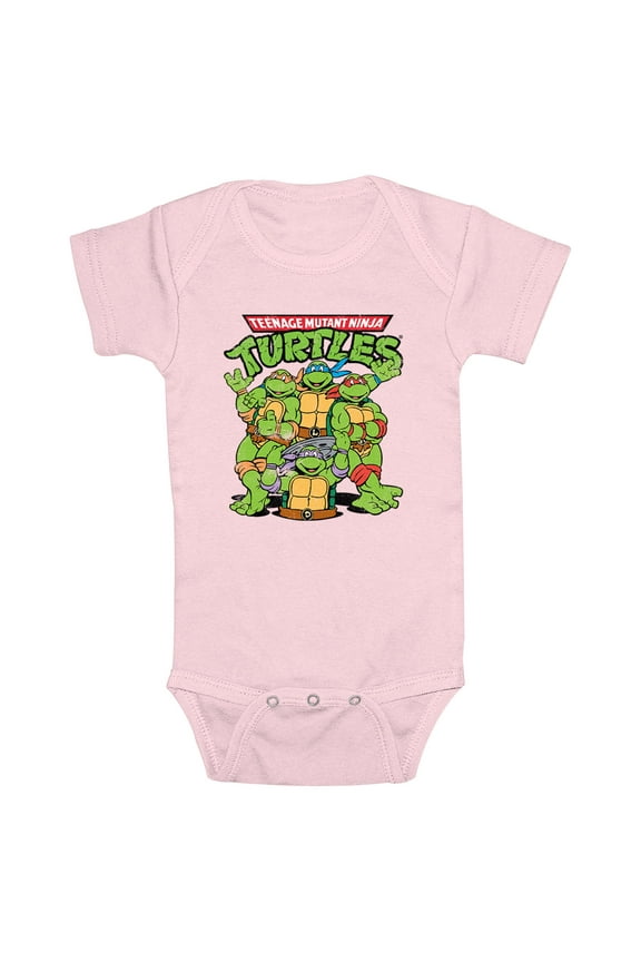 Infant's Teenage Mutant Ninja Turtles Group Shot Original Logo Bodysuit