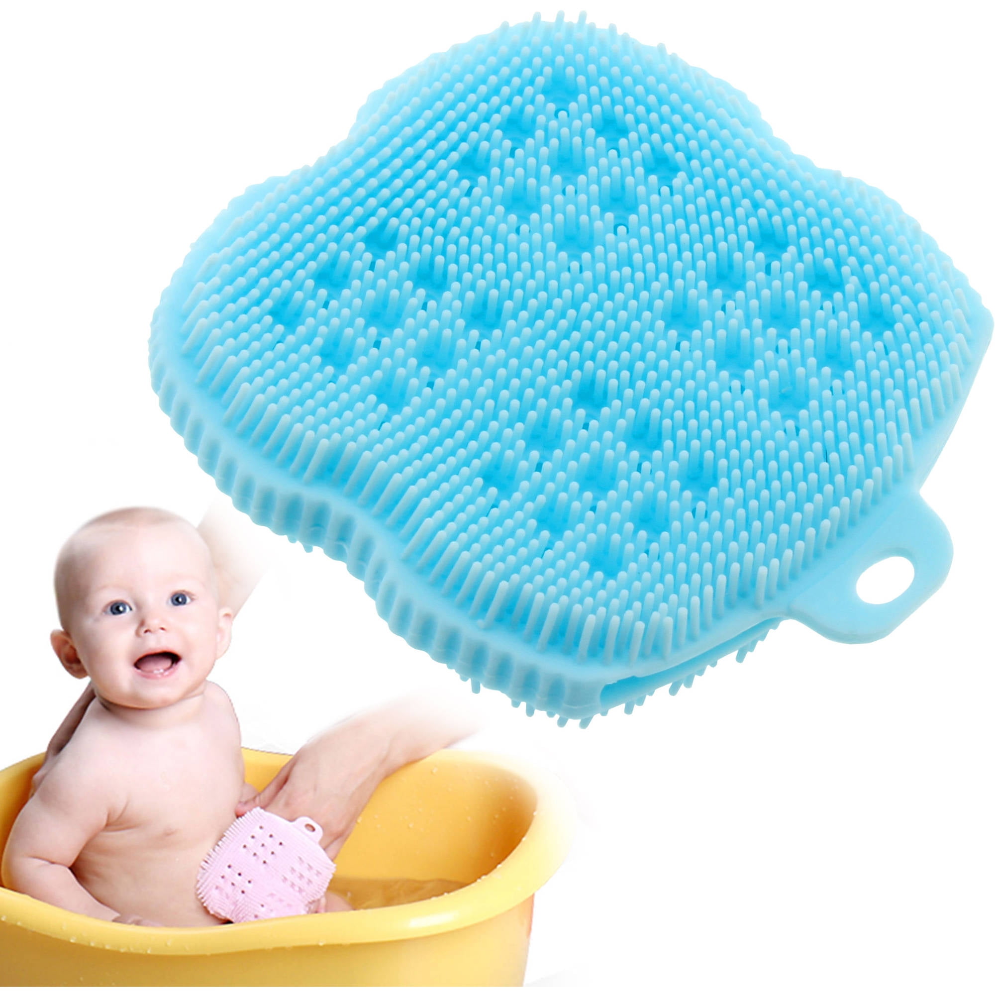 InfantCo Anti-Bacterial FDA-Approved Ultra Soft Baby Bath Silicone Scrubber  Sponge, Foam Rub Microwave or Boil Water Sterilizing