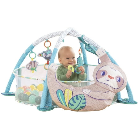 Infantino 4-in-1 Jumbo Baby Activity Center and Play Mat with Ball Pit, 6-12 Months Unisex, Sloth