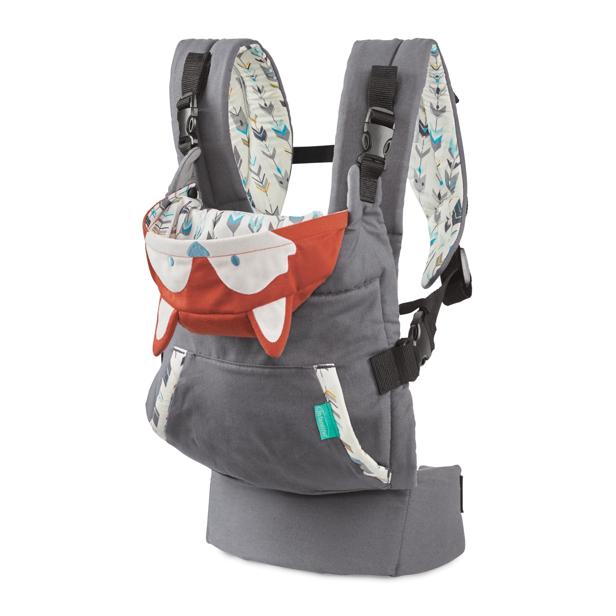 Infantino Cuddle-up Ergonomic Hoodie Baby Carrier, 2-Position, 12-40lb,  Gray Fox