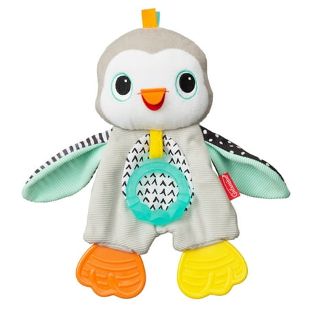 Infantino Cuddly Penguin Teether, Crinkle Silicone Teether, 6-12 Months, Multicolor