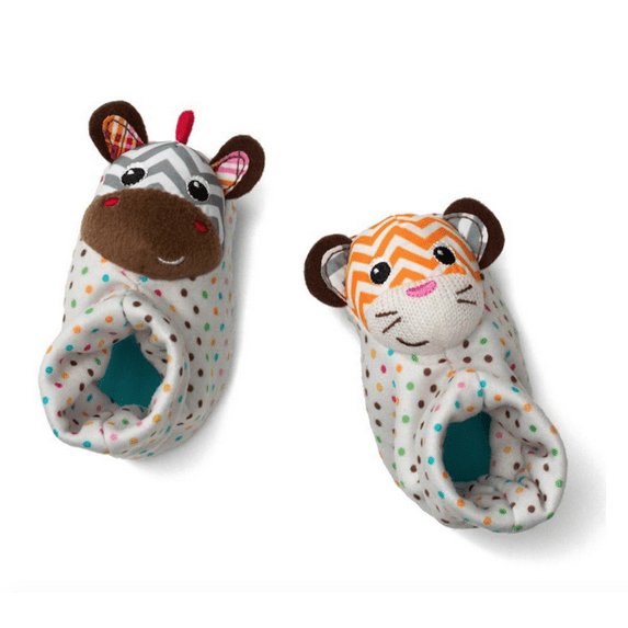 Infantino Foot Rattles, Zebra & Tiger