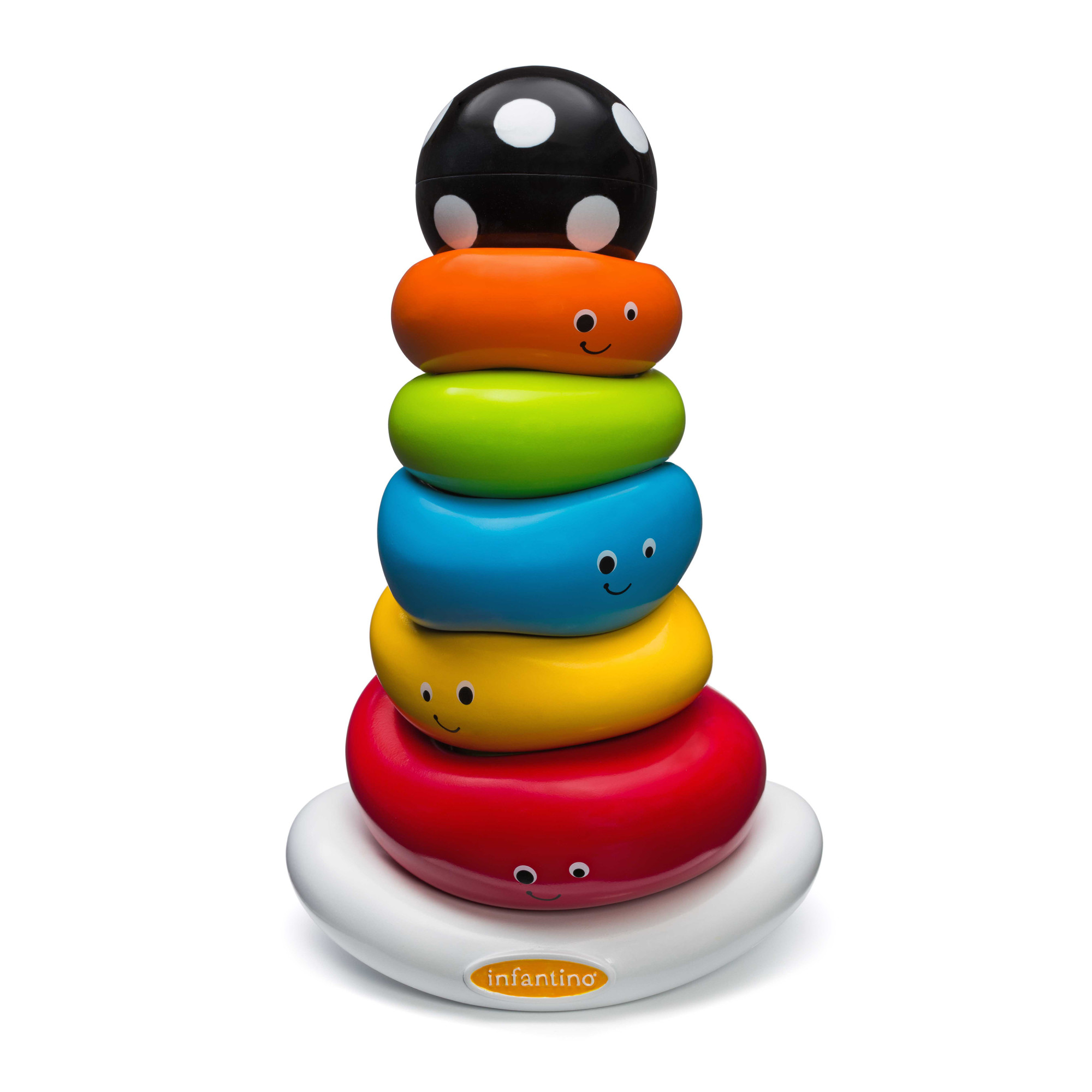 Infantino Funny Faces Ring Stacking Toy with Rocking Base, 6-12 Months, Multicolor, 7-Piece - image 1 of 7