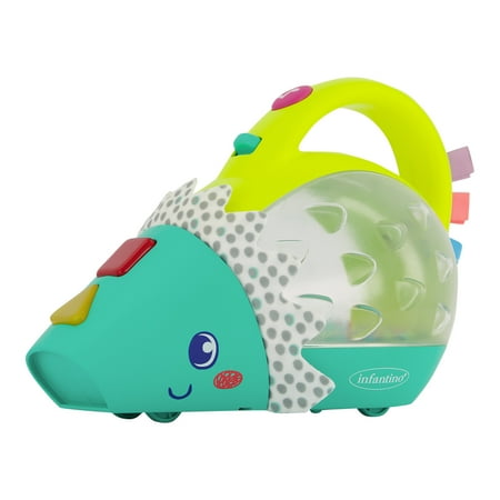 Infantino Push & Pop Musical Light-up Mini-Vac Baby Toy, 6-36 Months, Teal Hedgehog