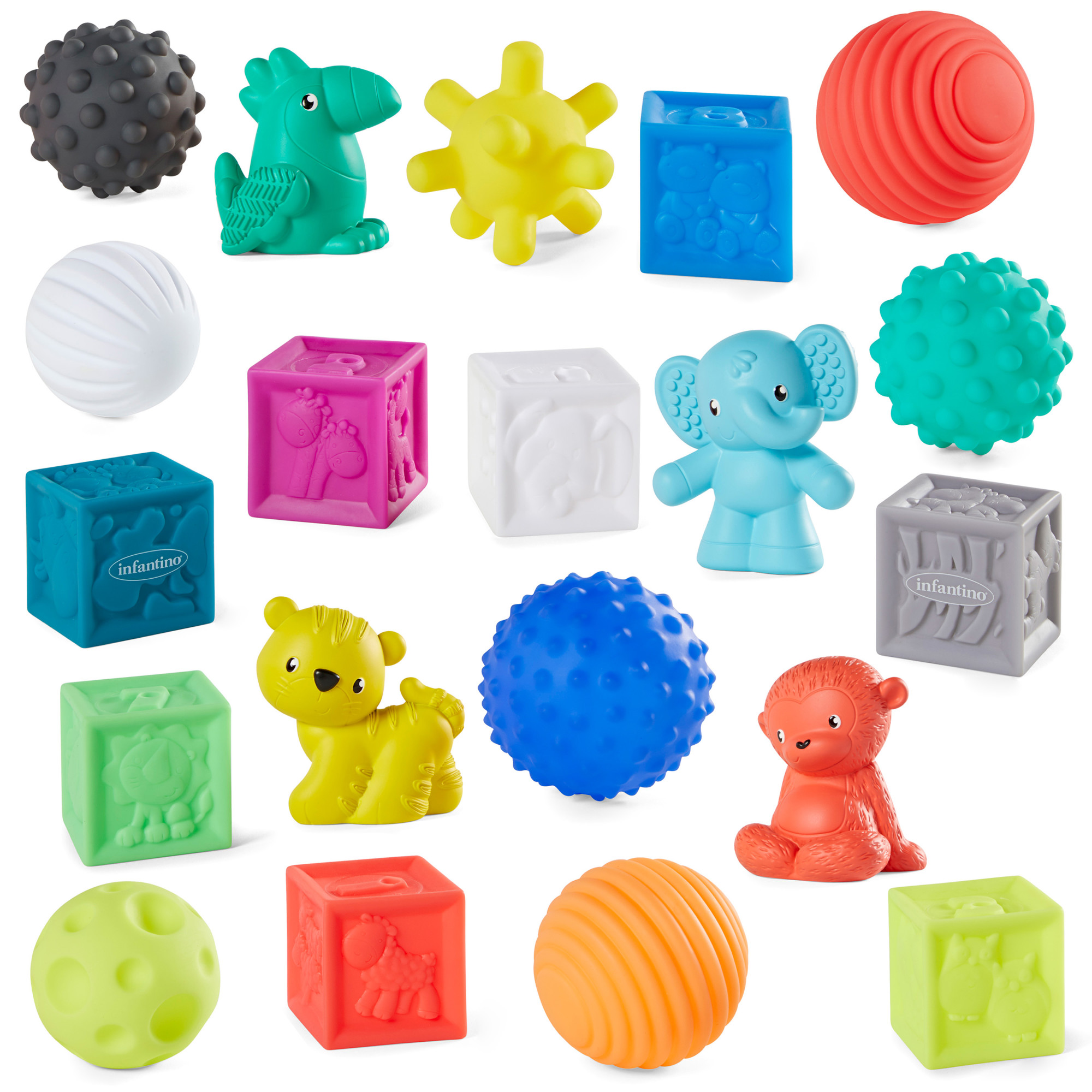 Infantino Sensory Soft Balls, Blocks & Animal Buddies, 6-12 Months, 20-Piece Set, Multicolor - image 1 of 8