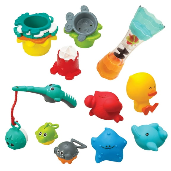 Infantino Splish & Splash Sea Animals Bath Play Set, 0-36 Months, 17-Piece Set