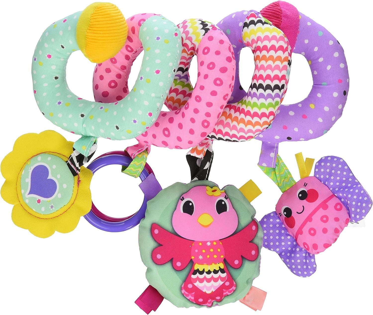 Infantino Stretch & Spiral Activity Wraparound Textured Toy, 0-12 Months, Pink Farm
