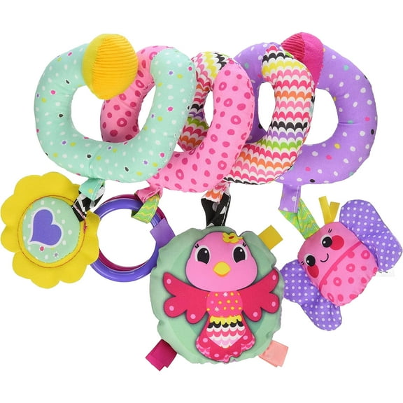 Infantino Stretch & Spiral Activity Wraparound Textured Toy, 0-12 Months, Pink Farm
