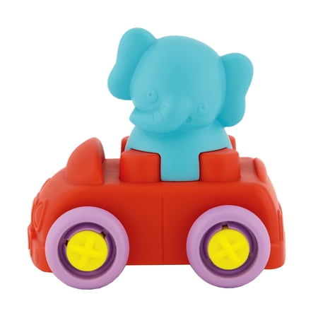 Infantino Super Soft 1st Stack & Go Explorer Car and Elephant, 0-48 Months, Multicolor, 2-Piece