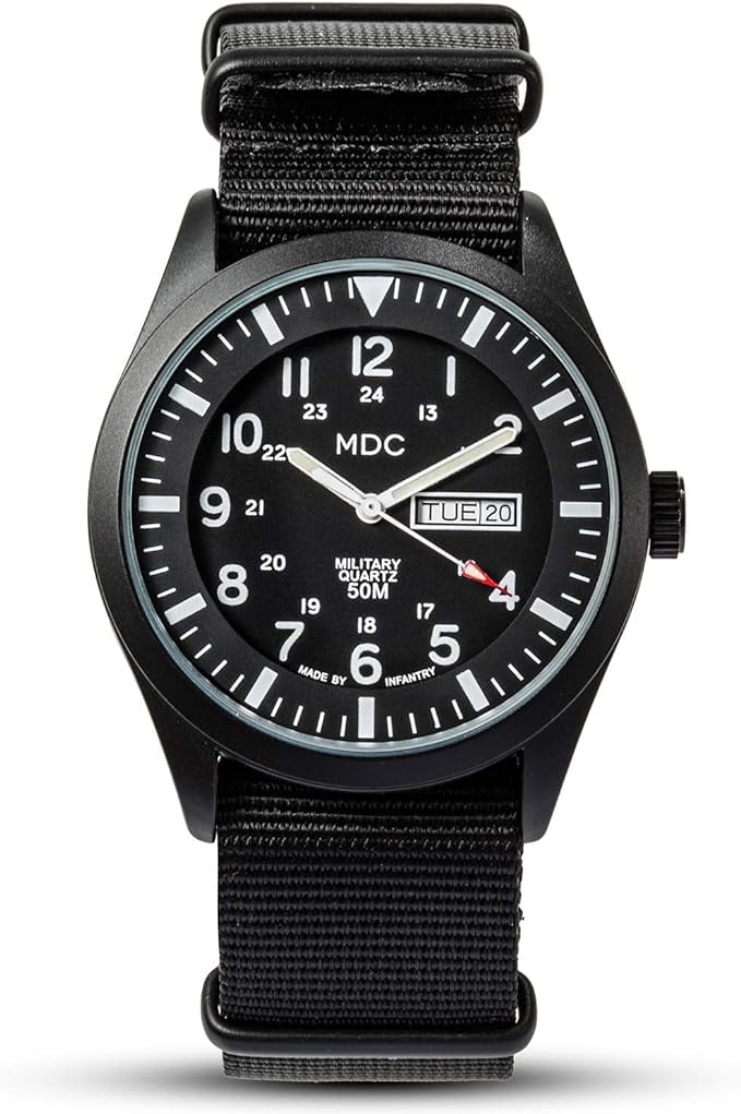 Infantry MDC Men s Wrist Watch Field Military Watches for Men Analog Black Tactical Outdoor Sport Work Wristwatch Waterproof Date Day 12 24 Hour with Army Nylon Band Walmart