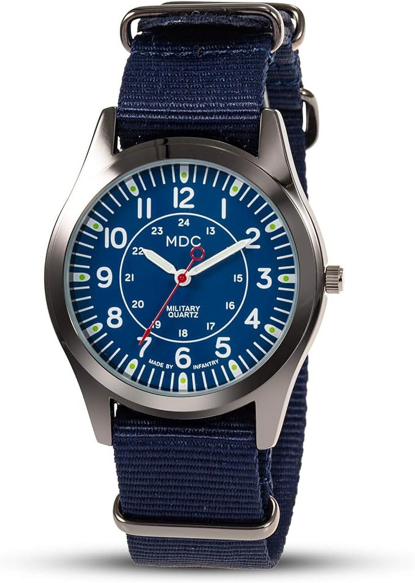 Infantry MDC Mens Analog Watch 12 24 Hour Military Wrist Watches for Men Tactical Army Field Wristwatch with Slip Thru Nylon Band Walmart