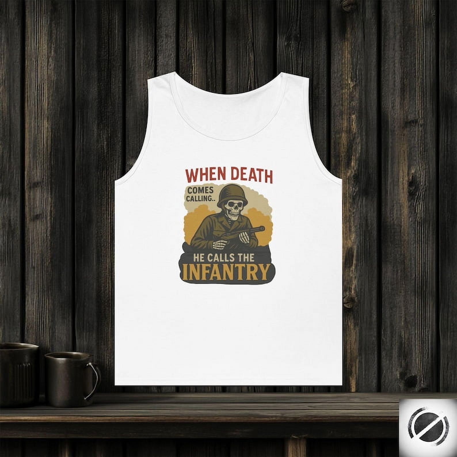 Infantry Warrior Tank Top, When Death Comes Calling Skeleton Soldier