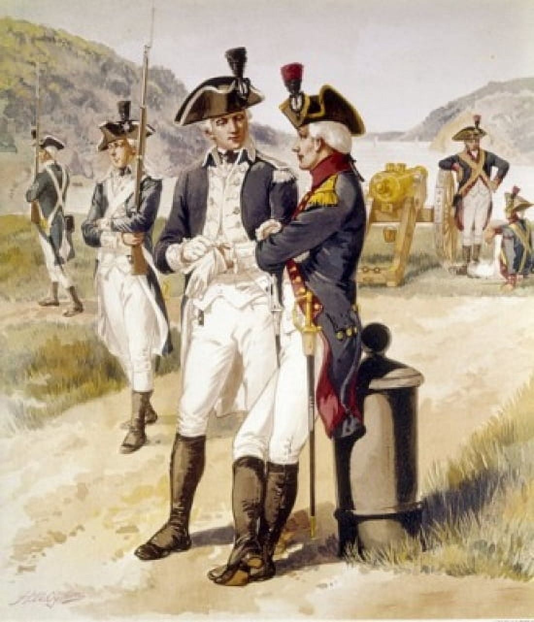 Infantry and Artillery (1783-1796) by Henry Alexander Ogden (1856-1936) Canvas Art - Henry Alexander Ogden (24 x 36)