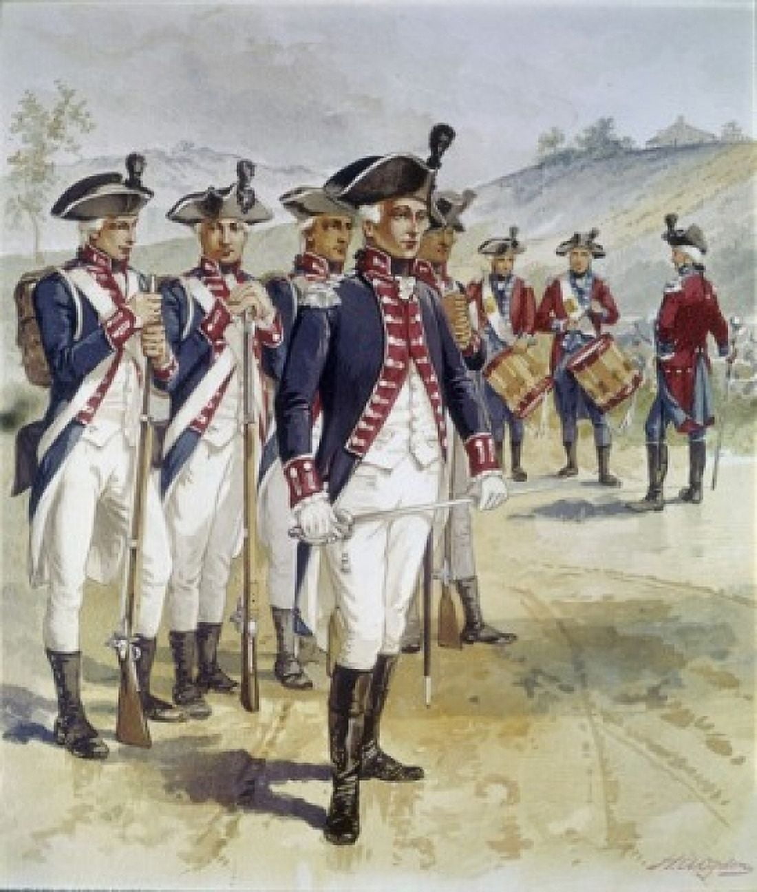 Infantry and Musicians (1796-1799) Henry Alexander Ogden (1856-1936 American) Canvas Art - Henry Alexander Ogden (24 x 36)