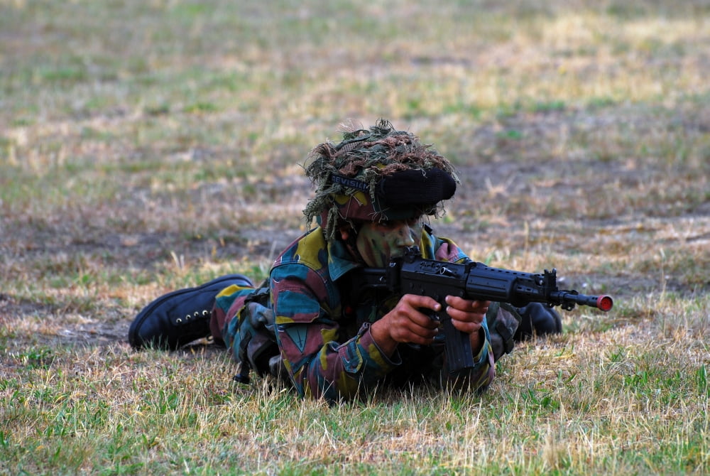 Infantry soldiers of the Belgian Army during a training exercise Canvas Art - Luc De JaegerStocktrek Images (17 x 12)