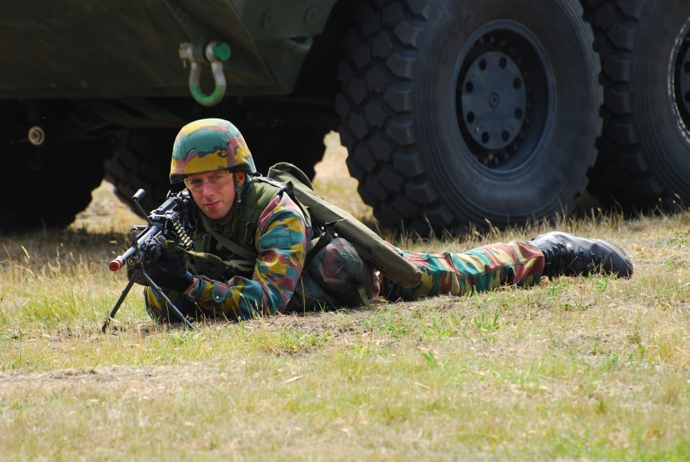 Infantry soldiers of the Belgian Army during a training exercise Canvas Art - Luc De JaegerStocktrek Images (34 x 23)