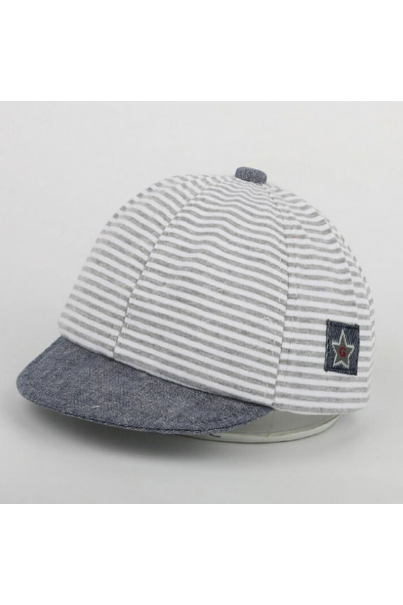 Infants Baseball Hat (0-12 Months) Striped Toddler Boy Girl Sun Protection Hat Cotton Hats, Baby Sun Hat (One Size, Gray)