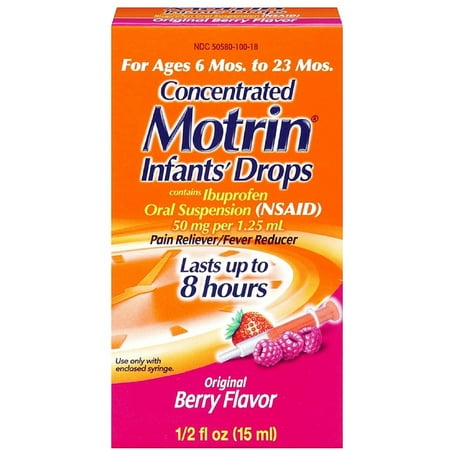 Motrin Concentrated Infants' Drops Pain Reliever/Fever Reducer, Berry Flavor 0.50 oz (Pack of 6)