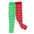 thumbnail image 1 of Infants & Toddlers Wool Knitted Winter-Thick Thermal Leggings | Digital Design Merry Christmas Text (Green-Red, 12M), 1 of 5