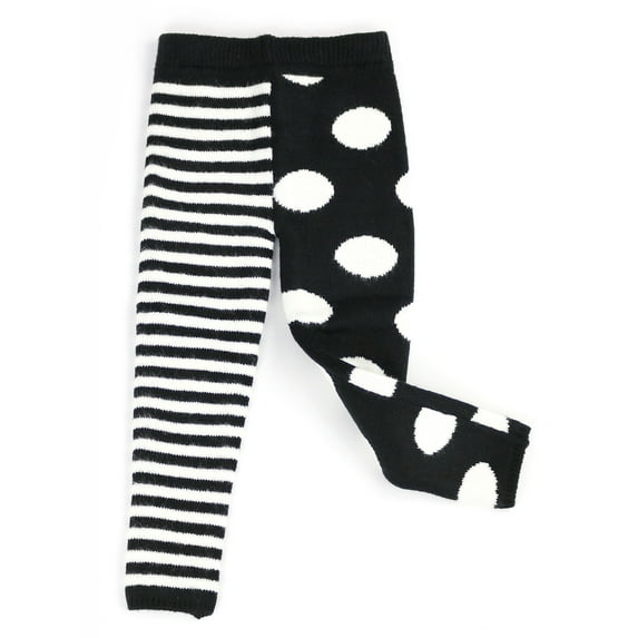 Infants & Toddlers Wool Knitted Winter-Thick Thermal Leggings | Mix Match Polka Dot & Stripe Kelly & Katie (Black-White, 3T)