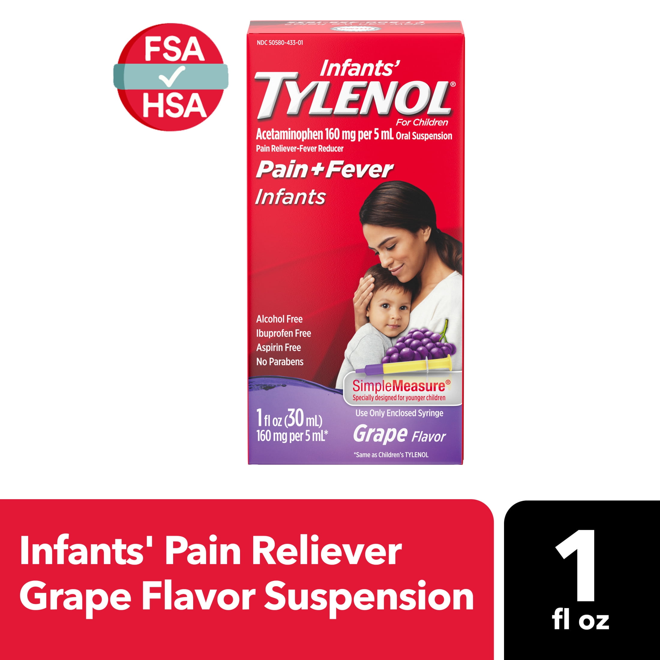 Infants' Tylenol Acetaminophen Liquid Medicine, Grape, 1 fl. oz