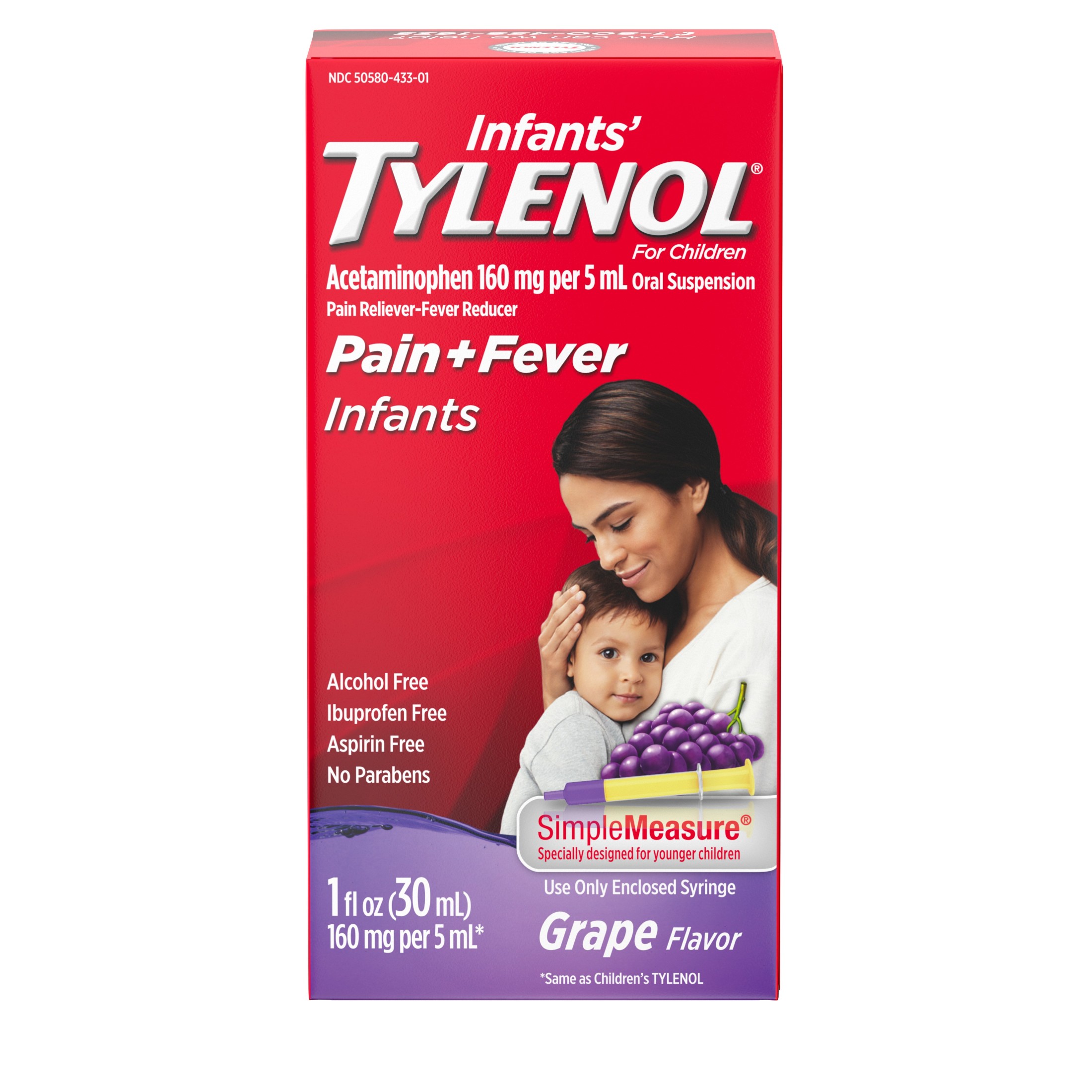 Infants' Tylenol Acetaminophen Liquid Medicine, Grape, 1 fl. oz - image 1 of 9