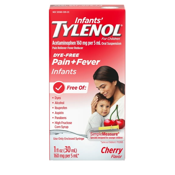 Infants' Tylenol Acetaminophen Medicine, Dye-Free Cherry, 1 fl. oz