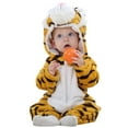 thumbnail image 1 of Infants and Toddlers Animal Onesie Costume Halloween Cosplay Tiger Hooded Romper Jumpsuit for Boys Fuzzy One-Piece Pajamas Outfit 3Months-5Years, 1 of 2