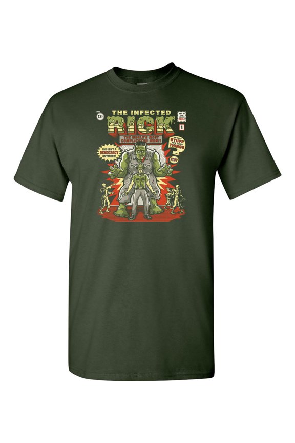 Infected Rick Funny Comic Parody Zombie Adult DT T-Shirts Tee (X Large, Forest Green)