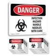 thumbnail image 1 of Infection Hazard Handle Needles With Care OSHA Danger Aluminum Sign 18 Inch x 12 Inch - 10 Pack, 1 of 8