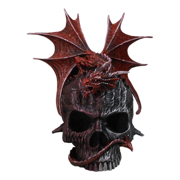 Infection Virus Zombie Skull With Red Wyvern Dragon Decorative Box Figurine
