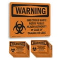 thumbnail image 1 of Infectious Waste Notify Damage Or Leak OSHA WARNING Aluminum Sign 24 Inch x 18 Inch - 10 Pack, 1 of 8