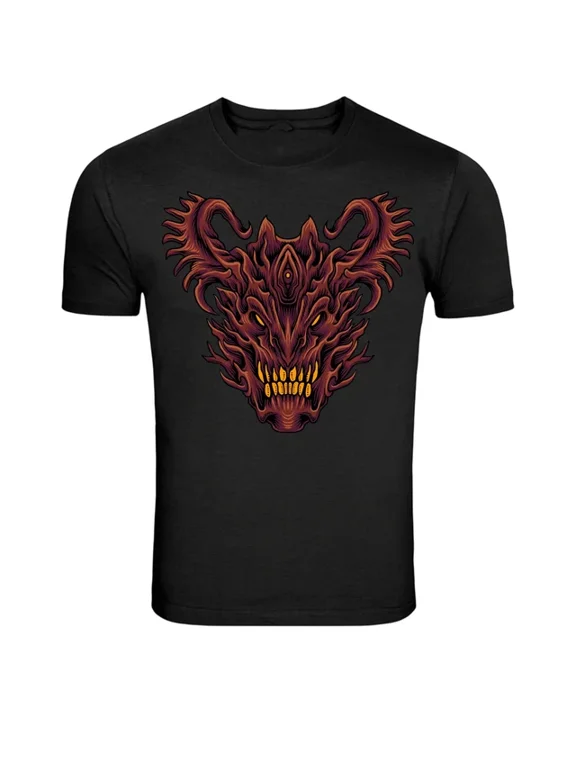Infernal Demon Dragon Face Dark Fantasy Monster Gift Ready Design For Casual Style T-Shirt, Size S-5XL