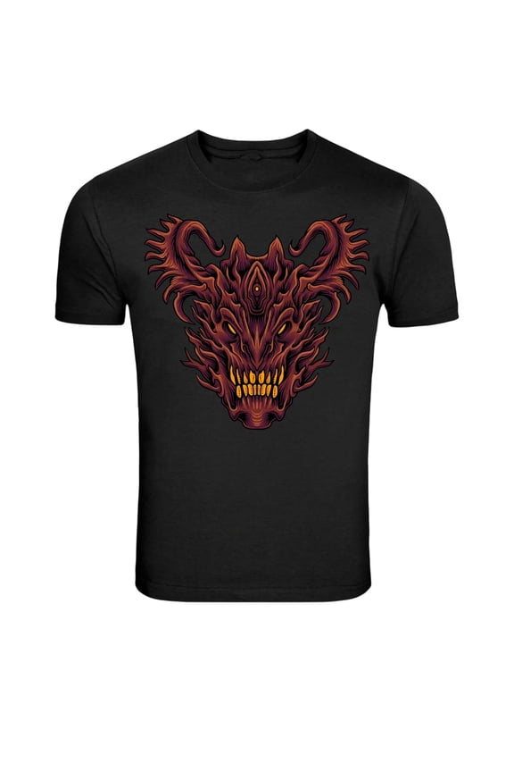 Infernal Demon Dragon Face T-Shirt - Dark Fantasy Monster