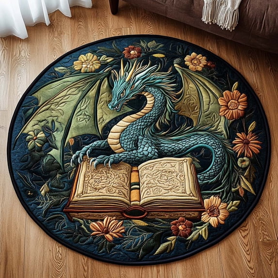 Inferno Coil Quilted Round Mat, Fiery Spiral Design Round Floor Mat ...