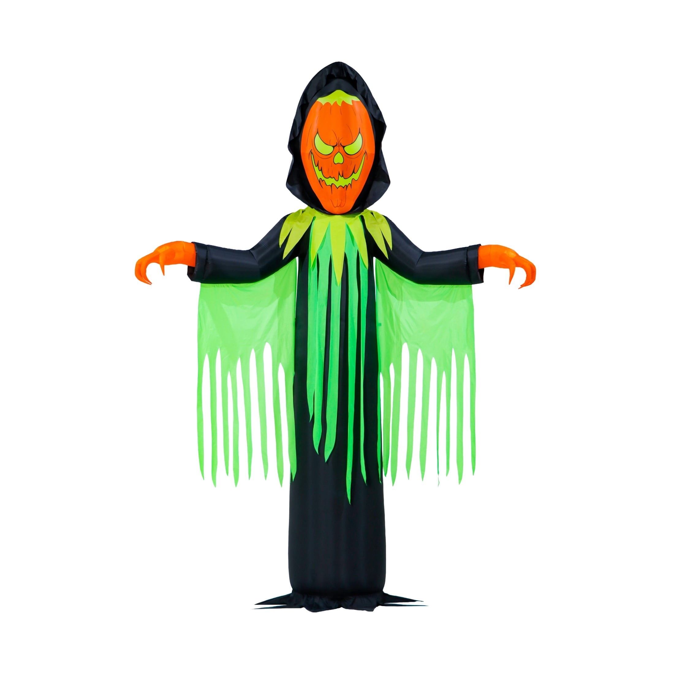 Way To Celebrate Inferno Pumpkin Reaper Airblown Yard Inflatable, Orange/Green/Black, approximately 20 ft, Halloween