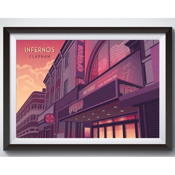Infernos Nightclub Clapham Poster, London Travel Print, Clubbing London, Disco, Karaoke, 80S, Cheese, Clapham Common, Brixton, Stockwell Wall Art, Modern Wall Decor, 24x36 UNFRAMED