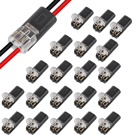 Inferright Quick-Clip Fasteners, Conservatione Double Wire Plug in Connector with Locking Buckle, Solderless Wire Connector - No Wire Stripping Cutting, for Strip Lights DIY Crafting (20Pcs)