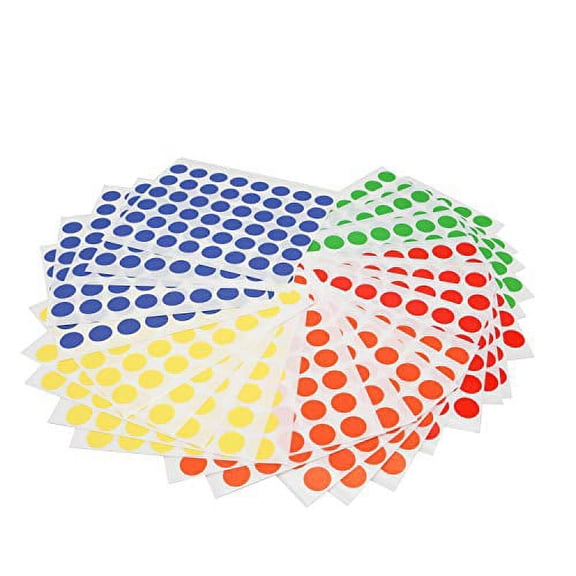 Infi-Touch 1/2" Color Coded Dot Label Sets 5 Assorted Colors 1200 Label Variety Pack (Standard)