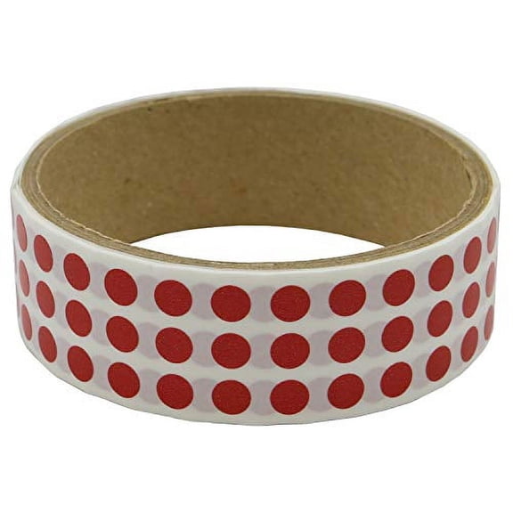 Infi-Touch 1/4 inch Round Semi-gloss premium paper stock with adhesive 1000 Sticker per Roll (Red)
