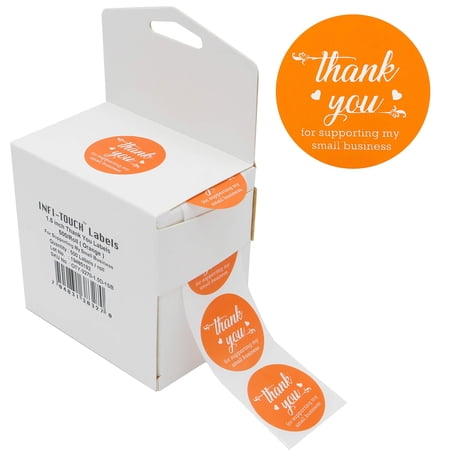 Infi-Touch 1.5" Orange Round Natural kraft paper adhesive Stickers - 500 Ct. in Box