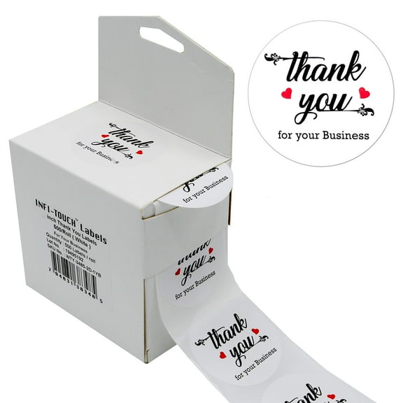 Infi-Touch 1.5" White Round Natural kraft paper adhesive Stickers - 500 Ct. in Box