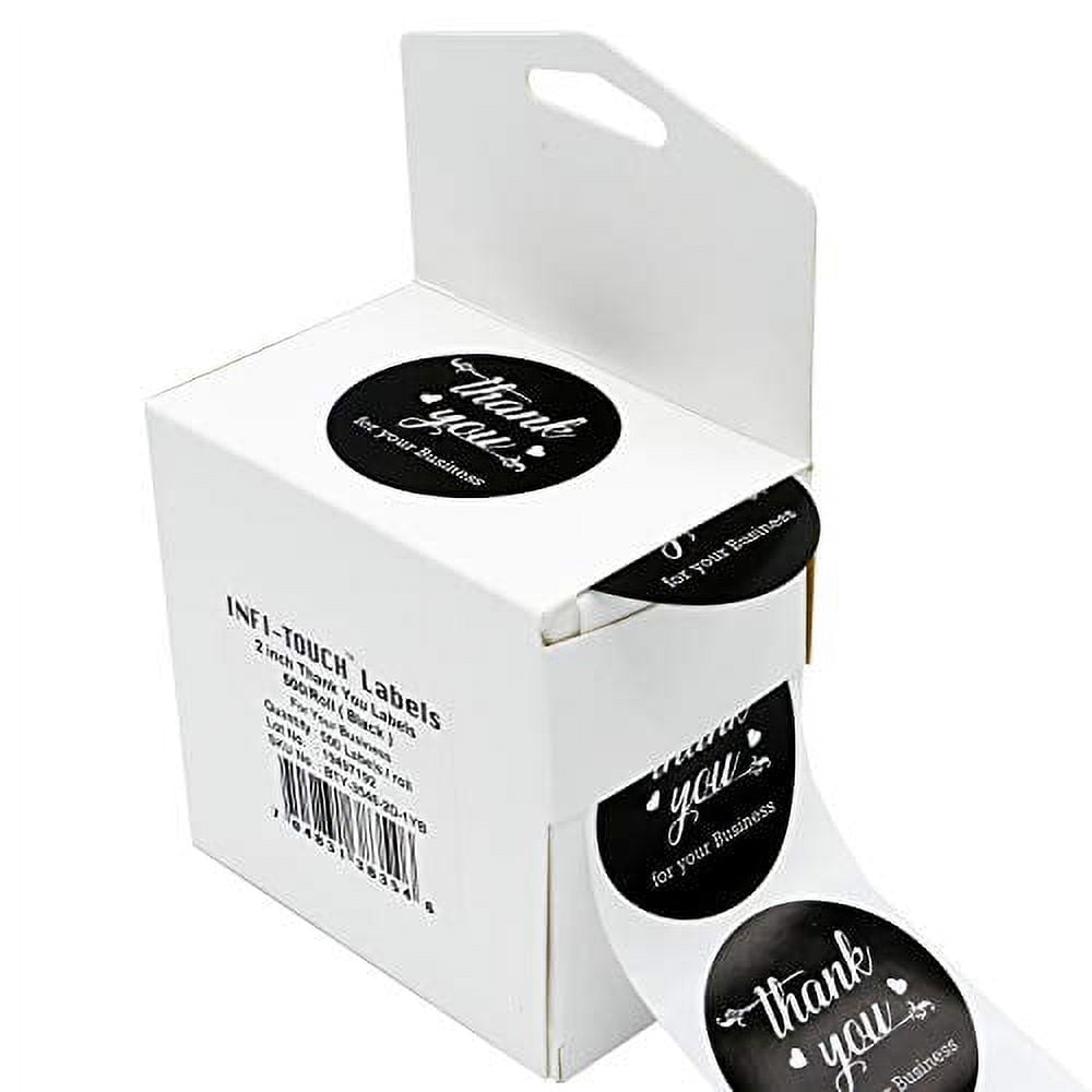 Infi-Touch 2" Black Round Thank You for Your Business Stickers - 500 Ct ...