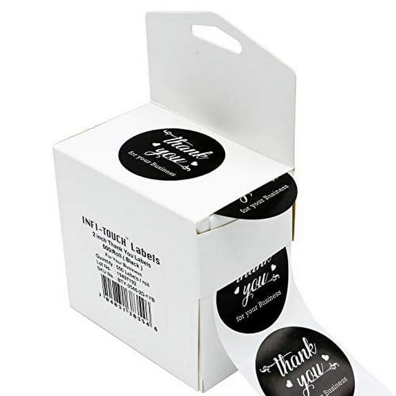 Infi-Touch 2" Black Round Thank You for Your Business Stickers - 500 Ct. in Box