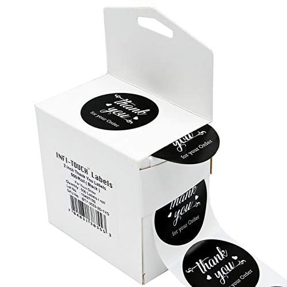 Infi-Touch 2" Black Round Thank You for Your Order Stickers - 500 Ct ...