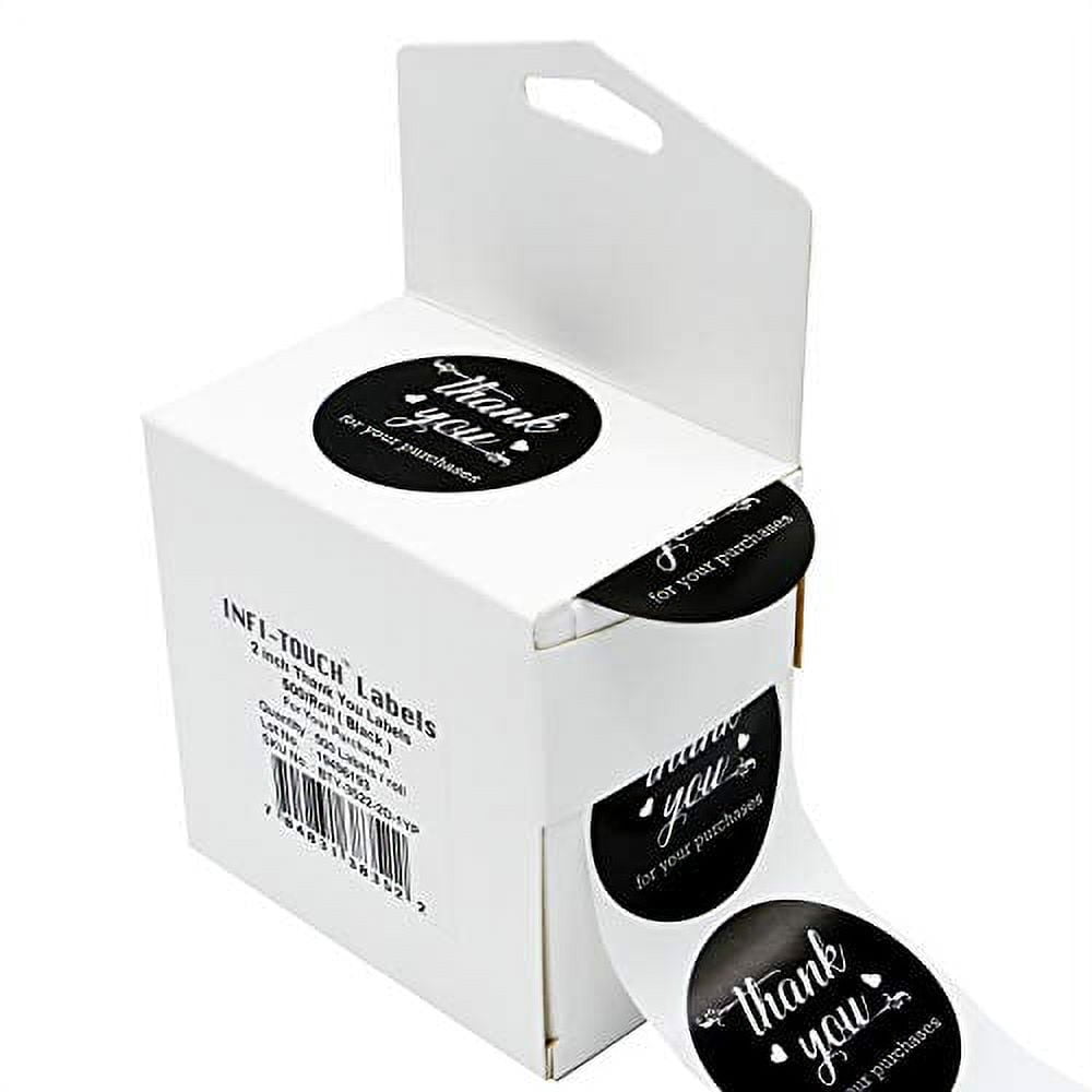 Infi-Touch 2" Black Round Thank You for Your Purchases Stickers - 500 ...